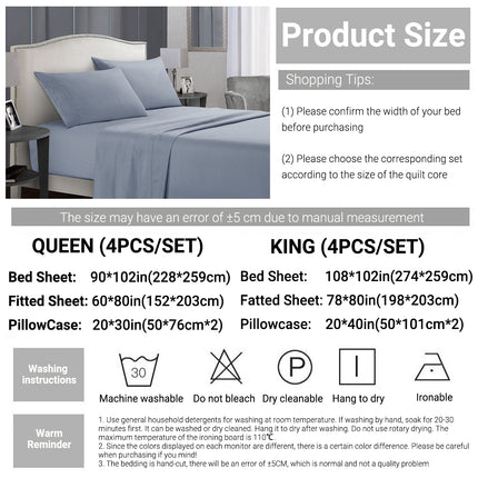 Four Piece Bed Sheet Set Bed Linen Pillowcase Sheet Set Soft Bedding Home Use