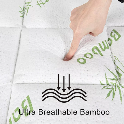 Quilted Bamboo Fiber Mattress Protector Air Layer Soft Washable Bedding Cover