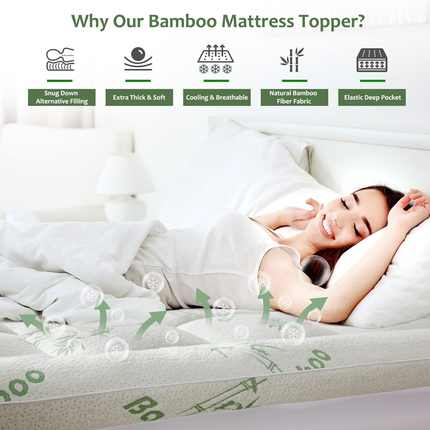 Quilted Bamboo Fiber Mattress Protector Air Layer Soft Washable Bedding Cover
