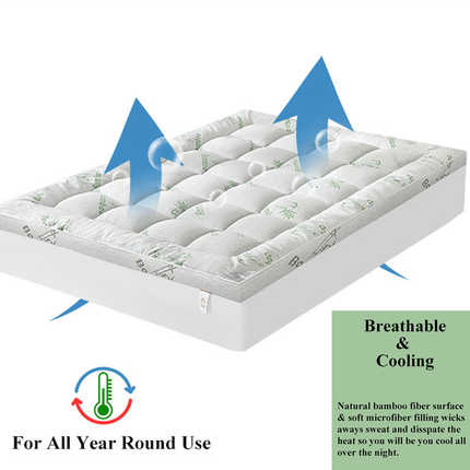 Quilted Bamboo Fiber Mattress Protector Air Layer Soft Washable Bedding Cover