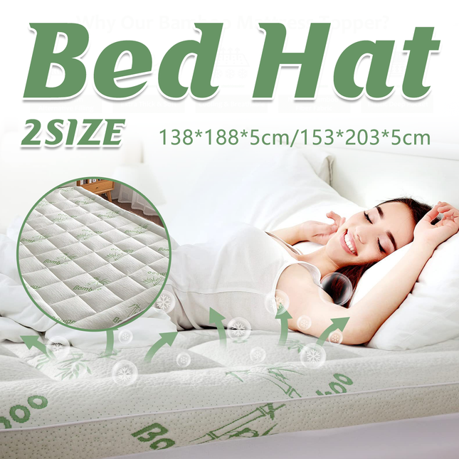 Quilted Bamboo Fiber Mattress Protector Air Layer Soft Washable Bedding Cover