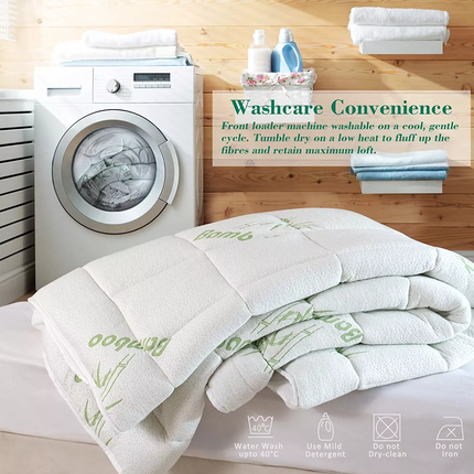 Quilted Bamboo Fiber Mattress Protector Air Layer Soft Washable Bedding Cover