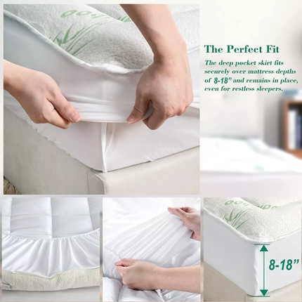 Quilted Bamboo Fiber Mattress Protector Air Layer Soft Washable Bedding Cover