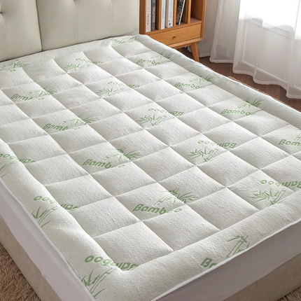 Quilted Bamboo Fiber Mattress Protector Air Layer Soft Washable Bedding Cover
