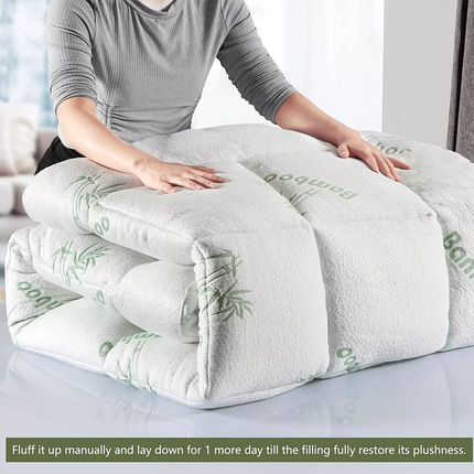 Quilted Bamboo Fiber Mattress Protector Air Layer Soft Washable Bedding Cover