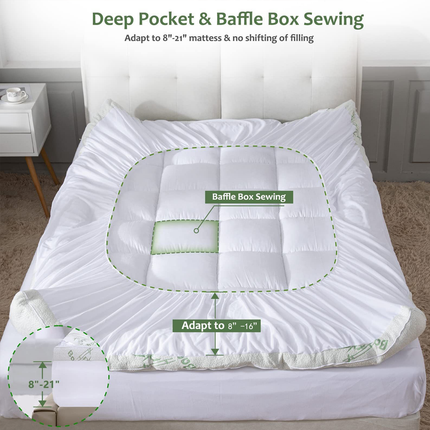 Quilted Bamboo Fiber Mattress Protector Air Layer Soft Washable Bedding Cover