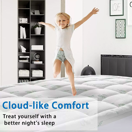 Quilted Bamboo Fiber Mattress Protector Air Layer Soft Washable Bedding Cover