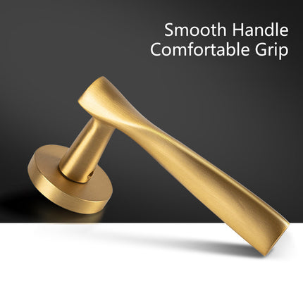 Brass Door Handle Lock Set Bedroom Interior Bathroom Privacy Modern Door Lock