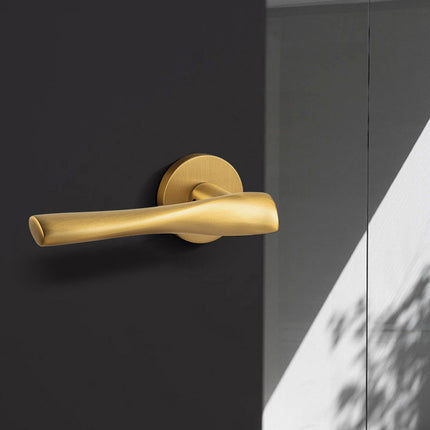 Brass Door Handle Lock Set Bedroom Interior Bathroom Privacy Modern Door Lock