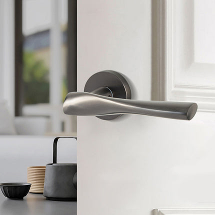 Brass Door Handle Lock Set Bedroom Interior Bathroom Privacy Modern Door Lock