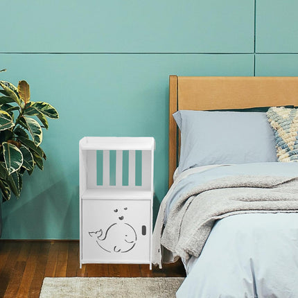 Home Storage Cabinet Nightstand with Drawer and Shelf for Bedroom Living Room