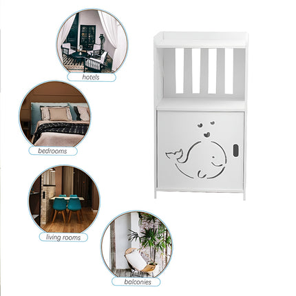 Home Storage Cabinet Nightstand with Drawer and Shelf for Bedroom Living Room