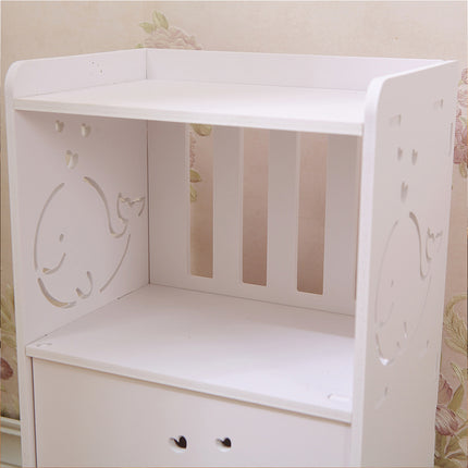 Home Storage Cabinet Nightstand with Drawer and Shelf for Bedroom Living Room