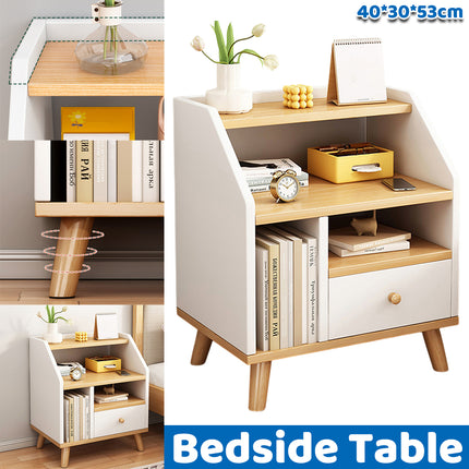 Bedside Cabinet Modern Small Bedroom Storage Nightstand Space Saving Durable