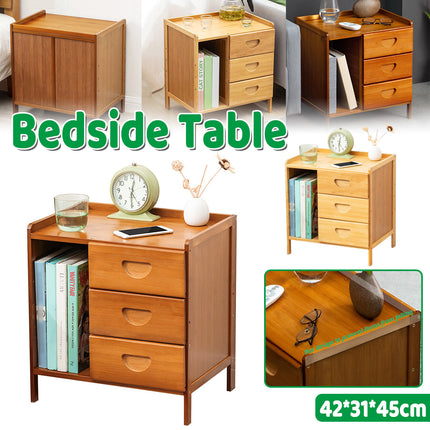 Bamboo Bedside Table with Drawer Sturdy Storage Organizer for Home Bedroom Use