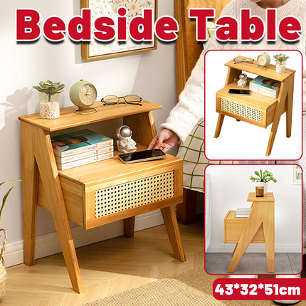 Drawer Bedroom Nightstand With Drawer Large Storage Stable Structure SpaceSaving