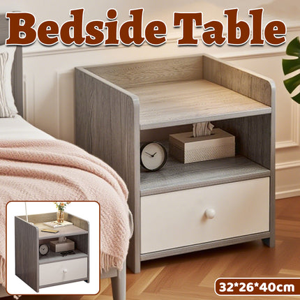 Nightstand Bedroom Side Cabinet Double Lockable Drawer Storage Bedside Cabinet