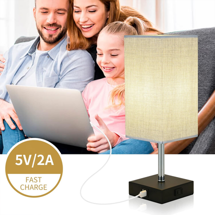 Modern Fabric Bedside Table Lamp Soft Light Bedroom Nightstand Lighting Decor
