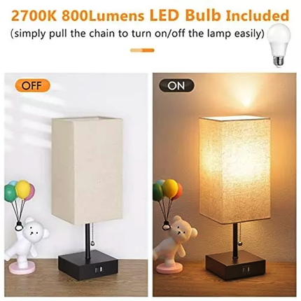 Modern Fabric Bedside Table Lamp Soft Light Bedroom Nightstand Lighting Decor