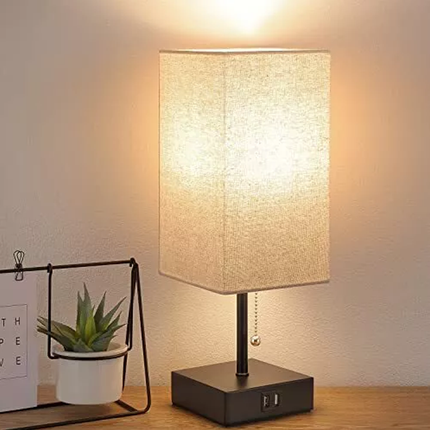 Modern Fabric Bedside Table Lamp Soft Light Bedroom Nightstand Lighting Decor