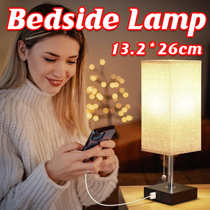 Modern Fabric Bedside Table Lamp Soft Light Bedroom Nightstand Lighting Decor