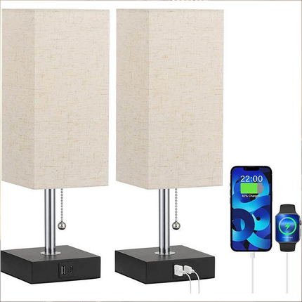 Modern Fabric Bedside Table Lamp Soft Light Bedroom Nightstand Lighting Decor