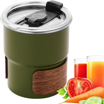 Camping Tumbler Insulated Cup 300ml Flip Lid Wood Grain Coffee Beer 3 Colours