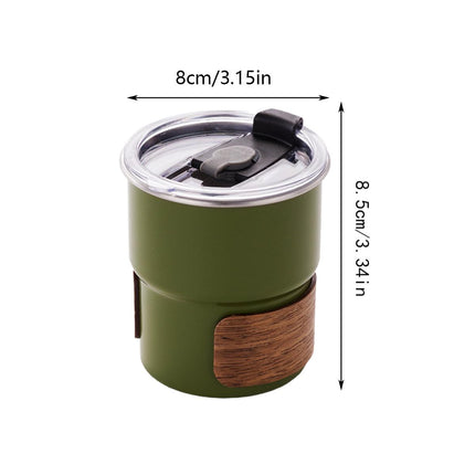 Camping Tumbler Insulated Cup 300ml Flip Lid Wood Grain Coffee Beer 3 Colours