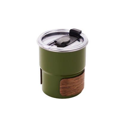 Camping Tumbler Insulated Cup 300ml Flip Lid Wood Grain Coffee Beer 3 Colours