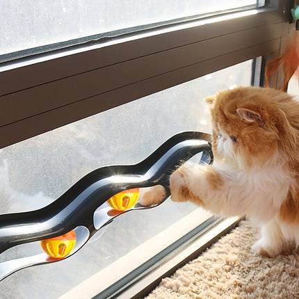 Folding Cat Track with Bell Self Healing Sucker Ball Toy Interactive Play Cats