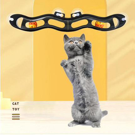 Folding Cat Track with Bell Self Healing Sucker Ball Toy Interactive Play Cats