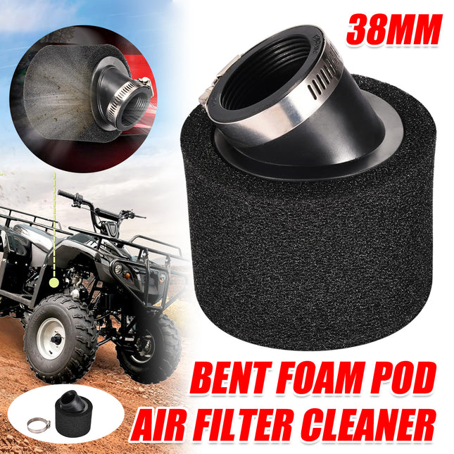38mm Bent Foam Pod Air Filter Cleaner Motorcycle ATV Dirt Bike Washable Reusable