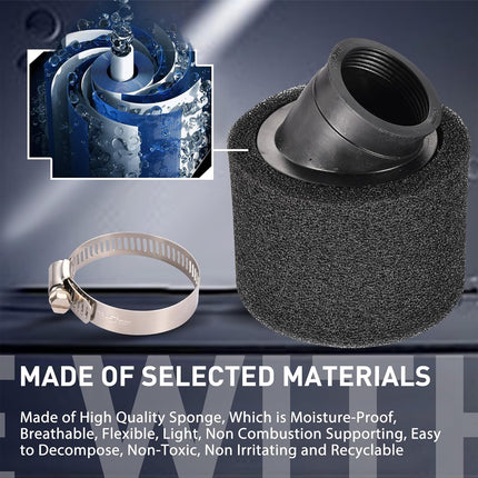 38mm Bent Foam Pod Air Filter Cleaner Motorcycle ATV Dirt Bike Washable Reusable
