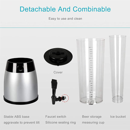 2.5L Beer Tower Beverage Dispenser Clear for Bar Party Home KTV Drink Serving