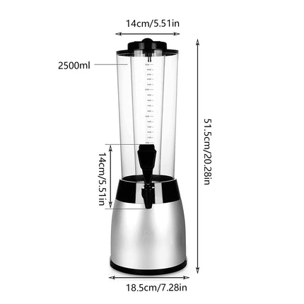2.5L Beer Tower Beverage Dispenser Clear for Bar Party Home KTV Drink Serving