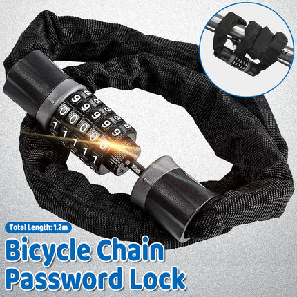 Bike Chain Lock Combination Anti Theft Security Lock 120cm Length Anti-Theft