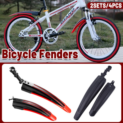 2Sets/4PCS Mountain Bike Mudguard Set Plastic Water Shield Bicycle Fender Kit