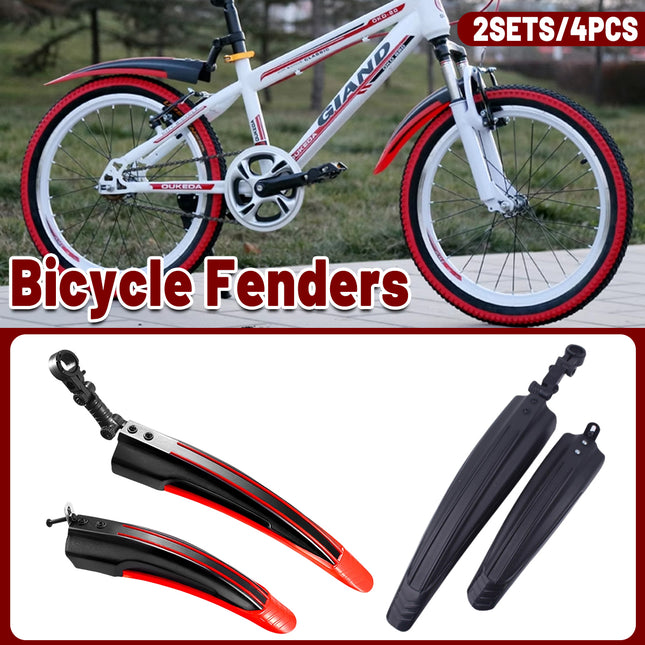 2Sets/4PCS Mountain Bike Mudguard Set Plastic Water Shield Bicycle Fender Kit