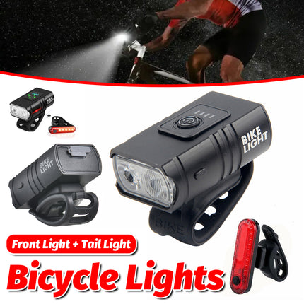 1000 Lumens Bike Aluminum Front Rear Light Set USB Charging Waterproof Sturdy