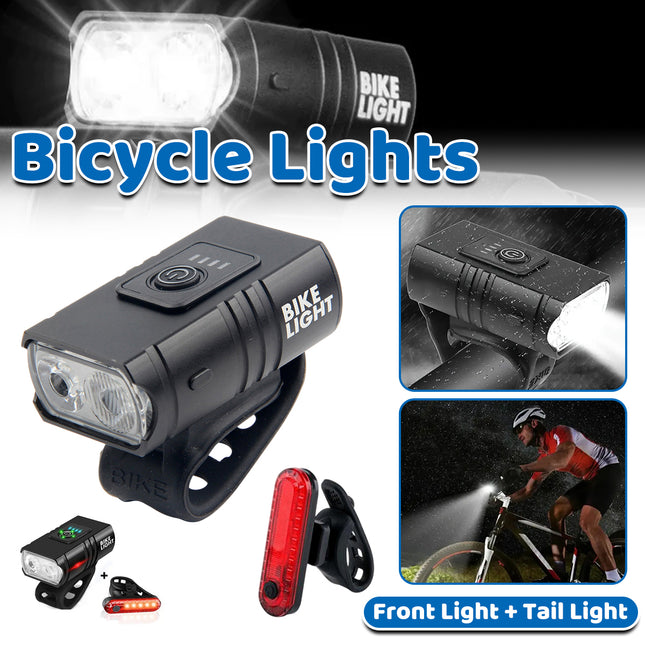 1000 Lumens Bike Aluminum Front Rear Light Set USB Charging Waterproof Sturdy