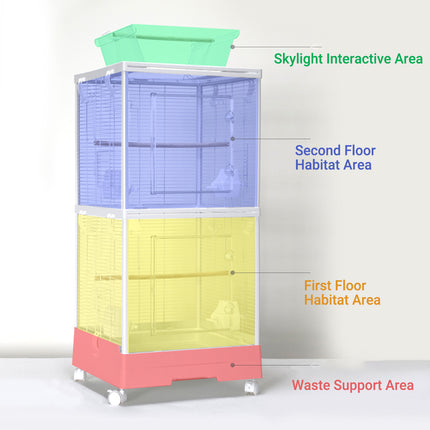 Bird Cage Double Layer Metal Villa Large Size Aviary House for Parrot Pet Indoor
