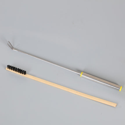 2pcs Bird Cage Cleaning Tool Set Bamboo Brush Stainless Steel Scraper Fork