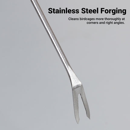 2pcs Bird Cage Cleaning Tool Set Bamboo Brush Stainless Steel Scraper Fork
