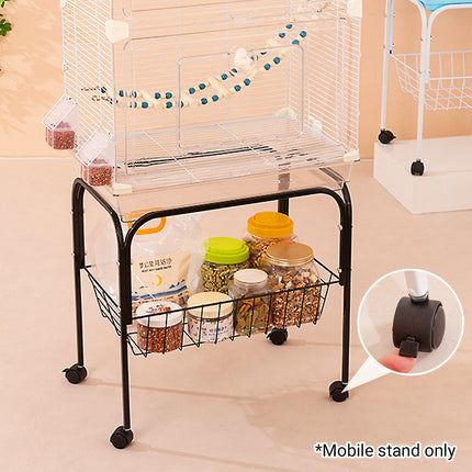 Cage Mobile Storage Rack with Wheels for Birds Small Animal Cages Stable Durable