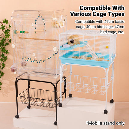 Cage Mobile Storage Rack with Wheels for Birds Small Animal Cages Stable Durable