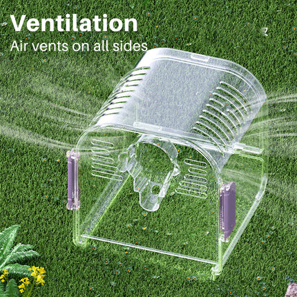 Portable Transparent Breathable Parrot Travel Cage Clear Ventilated for Birds