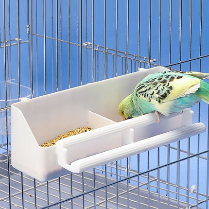 Bird Food Feeder Trough Box Water Bowl Container Cage Accessories Easy Install