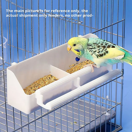 Bird Food Feeder Trough Box Water Bowl Container Cage Accessories Easy Install