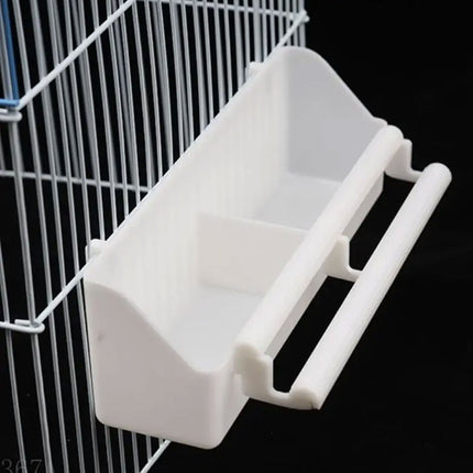Bird Food Feeder Trough Box Water Bowl Container Cage Accessories Easy Install