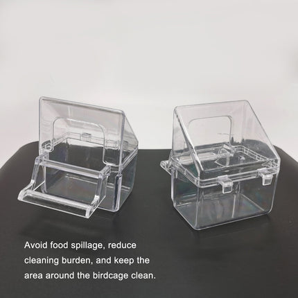 Bird Cage Feeder Hanging Type Clear Plastic Anti Spill with Hook for Birds Cage